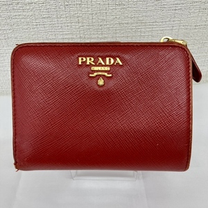 PRADA　プラダ　サフィアーノ　1ML018　二つ折り財布　コンパクト　レッド　赤　ミニウォレット　レディース