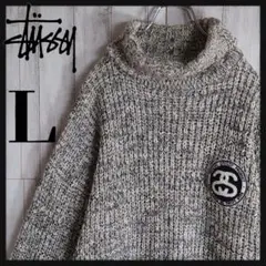 【希少デザイン】90sOLDSTUSSY☆Sロゴパイル刺繍 タートルネックニ…