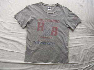 HOLLYWOOD RANCH MARKET BLUE ハリウッドランチマーケット 　プリントTシャツ　サイズ 1/S 日本製 杢グレー