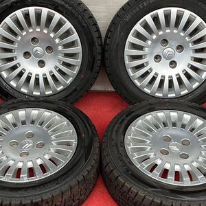 80%溝有。CITROEN シトロエン C2 純正 15インチ ×6J PCD108 4穴 +27 ハブ65 DUNLOP 185/60R15スタッドレス4本。18年式。