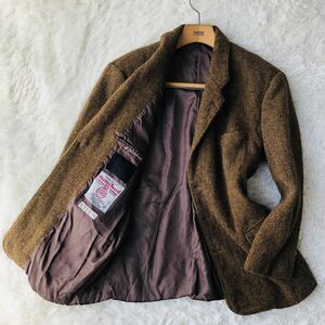 パパス【Papas × Harris Tweed】テーラードジャケット　ヘリンボーン　ウール　毛　サイズ52　LL　ハリスツイード　大きいサイズ　52