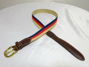 Regent belt company リージェント　コットン×レザーベルト　ENGLAND製　英国製　トリコロール　34/85