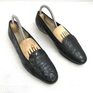 イタリア製☆Salvatore Ferragamo/フェラガモ☆本革/モカシン/コインローファー【6.5B/23.5-24.0/black/黒】pumps/Shoes/crocodile◇bB-091