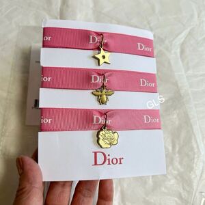 激レア 未使用本物 christian dior リボンブレスレット セット ピンク スター bee ミツバチ 蜂 バラ チャーム ノベルティ