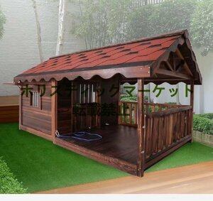 良い品質☆木製 犬小屋ドッグハウス 室外 ドアと窓付きの犬用犬小屋 ホームタウン ドッグハウス テラス 屋内と屋外での使用に隆起屋根付き