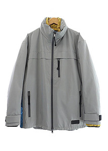 プラダ PRADA 17SS 2WAY Mountain Parka 中綿 マウンテン パーカー ジャケット 1553 L グレー イエロー ブランド古着ベクトル 231217 メン