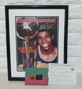 激レア　Magic Johnson　マジックジョンソン　直筆サイン 額装品 インテリア NBA バスケットボール　サイン　(C)