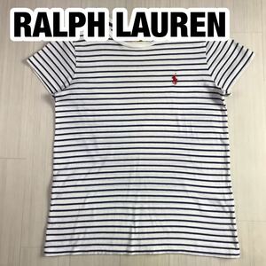 RALPH LAUREN ラルフローレン 半袖Tシャツ XS ホワイト ネイビー ボーダー 刺繍ポニー