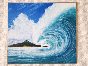 風景画　海の絵　海　パステル画　アート　インテリア　絵画　サーフィン