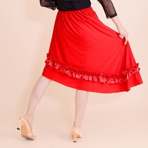 新品◎社交ダンス　スカート　◎アカ★　シンメトリー　鮮やかな赤　きれいな赤