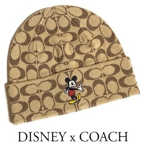 大人気 可愛い DISNEY × COACH ディズニー× コーチ 限定コラボ シグネチャー ミッキーマウス ニット帽 ビーニー CN998 新品本物