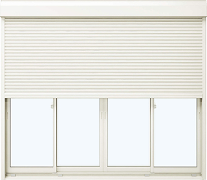 アルミサッシ YKK フレミング シャッター付 引違い窓 W2850×H2030 （28120-4） 複層