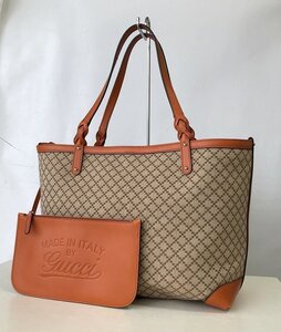 極美品 GUCCI グッチ ディアマンテ トートバッグ 247209 GG ブラウン キャンバス レザー ショルダーバッグ 肩掛け レディース 質セブン