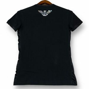 EMPORIO ARMANI エンポリオアルマーニ 半袖 Tシャツ イーグルロゴ 背面ロゴ ストレッチ素材 ブラック 黒 Mサイズ