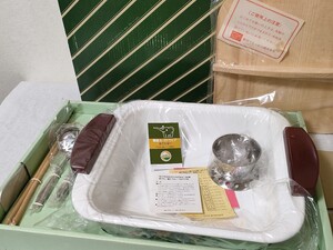 昭和レトロ おでんなべセット 象印 ほうろう おでん鍋 26cm 5.2L 木蓋付き おでん 湯どうふ 花柄 象印ホーローウェア だし汁入れ等付属品付