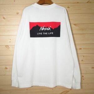 ◎NANGA ナンガ◆長袖Tシャツ ロンT デカプリント クルーネック アウトドア◆メンズ 白 Mサイズ◆AA0579