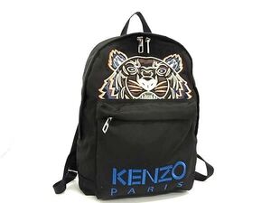 1円 ■極美品■ KENZO ケンゾー ナイロン タイガー 虎 刺繍 リュックサック バックパック メンズ レディース ブラック系 FJ3081