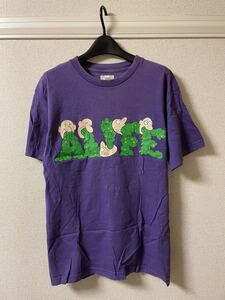 エーライフ alife Tシャツ カットソー 半袖 クルーネック 丸首 プリント 紫 パープル M