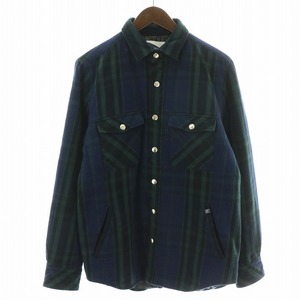 ノンネイティブ Pilgrim Surf+Supply ワーカーパフシャツジャケットコットンツイルプレイド SHIRT JACKET 中綿 ブルゾン 0 S 紺 緑 黒