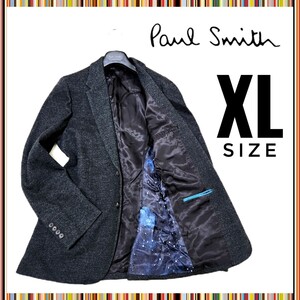 １円～　大きめXLサイズ Paul Smith ピーエス ポールスミス テーラードジャケット トラベルジャケット ストレッチ素材　裏地星座柄　グレー