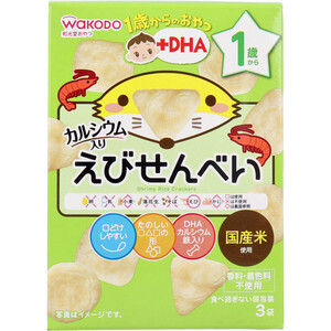 【まとめ買う】和光堂 １歳からのおやつ＋ＤＨＡ えびせんべい ６ｇ×３袋×12個セット