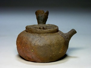 【夢たま】煎茶のウブ品！希少　時代物　南蛮手　砲口横手急須　最大幅13㎝/ボウフラ・木米・茶心壺・煎茶道具・南蛮急須☆