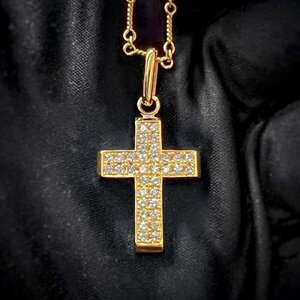 【G-BALLER ジーボーラー】 K18 YG WG クロス ネックレス ペンダント トップ ダイヤモンド GB CROSS イエローゴールド/ホワイトゴールド