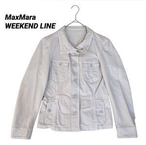 3302ー大特価ー 【マックスマーラウィークエンド】 レディース オフホワイト デニムジャケット ジージャン (L) MaxMara ビンテージ LOT33