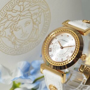 ヴェルサーチ VERSACE 純正革ベルト メデューサ メンズ 腕時計 箱 C993 ゴールド 中古