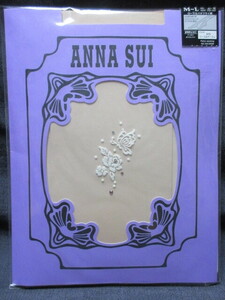 【M～L】ANNA　SUI　アナスイ　ストッキング　コーラルベージュ　ローズ＆バタフライ柄