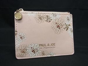 ■美品■ PAUL&JOE ポールアンドジョー レザー 花柄 コインケース コインパース 小銭入れ 財布 ライトピンク系×アイボリー系 DE4520