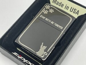 送料無料 ZIPPO[ジッポー]CATシリーズ STAY WITH ME FOREVER 黒ニッケルメッキ 2BKS-CATSTAY