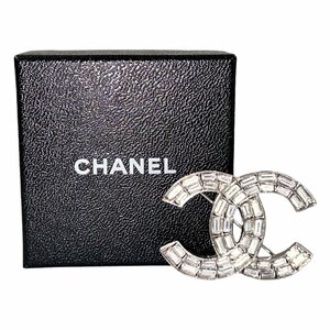 CHANEL シャネル 01P ココマークラインストーンブローチ アクセサリー シルバー系 レディース 【中古】