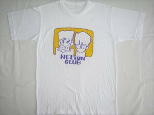 ★古着 目立つシミ・汚れ有り NELTUN CLUB ねるとん紅鯨団 Tシャツ M 白 TUNNELS とんねるず 石橋貴明 木梨憲武 当時物 古い 昭和 レトロ★