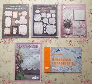 46157/ハーダンガー刺しゅうの本 5冊セット 洋書 Decorating with Hardanger Embroidery 刺繍図案集 テクニックガイド ドロンワーク