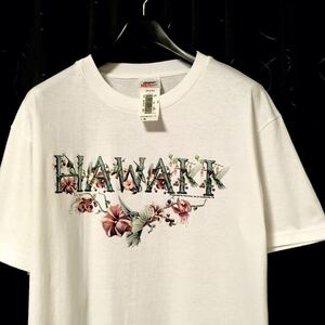 【タグ付き 未使用品 90s USA製 HAWAII アート プリント Tシャツ】古着 レア SEARS stedman Hanes Dead Stock デッドストック 白 M