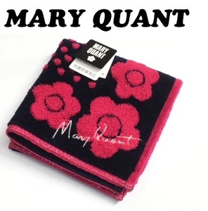 【MARY QUANT】(NO.5303)マリークワント タオルハンカチ ブラック×ピンク　デイジー　未使用　マリクワ