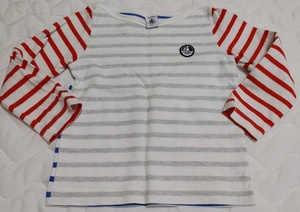 3ans/96㎝ PETIT BATEAU プチバトー 長袖 カットソー ボーダー 白×グレー×赤×青