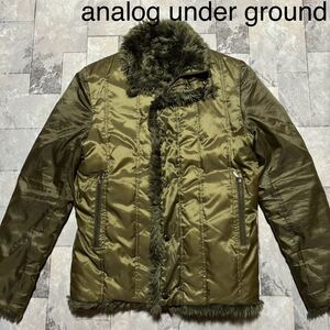 analog under ground アナログアンダーグラウンド ナイロンジャケット ファー 中綿 ジップアップ ジャンパー レディース サイズM 玉FS1572