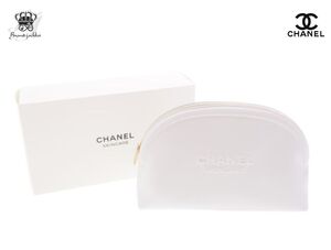 シャネル CHANEL ノベルティ スキンケア コスメポーチ ラウンド型 ファスナーポーチ SKINCARE 2020 白 ホワイト【New 新品】