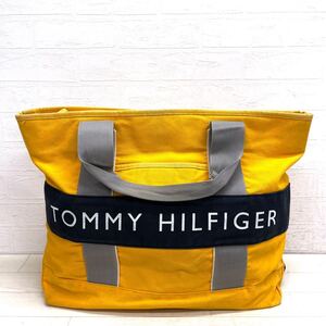 1601◎ TOMMY HILFIGER トミーヒルフィガー バッグ 鞄 ハンド 大容量 ファスナー ビック ロゴ カジュアル イエロー メンズ