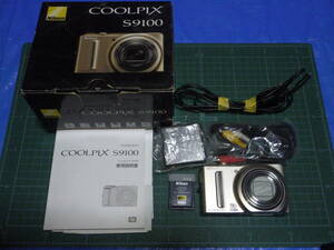 動作確認済！Nikon COOLPIX S9100 ソフィアゴール フルセット コンパクトデジタルカメラ ニコン 箱・取説・バッテリー・充電線など付属
