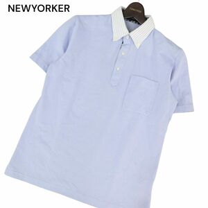 美品★ NEWYORKER ニューヨーカー 春夏 半袖 ストレッチ ボタンダウン ポロシャツ Sz.M　メンズ　C4T06725_7#A