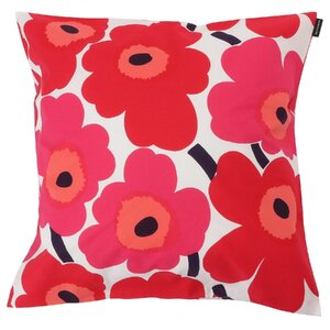 マリメッコ クッションカバー marimekko 064163 001 ウニッコ柄 50×50cm ホワイト×レッド レディース ユニセックス