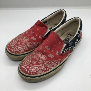 【24.5cm】USED VANS X-GIRL Paisley Slip-on Red バンズ エックスガール ペイズリー スリッポン レッド 赤 箱無し (V98CL X-GIRL) 0108