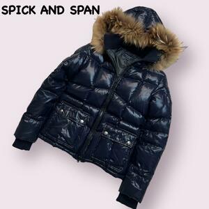 SPICK AND SPAN　ダウンジャケット　ラクーンファー　ネイビー　スピックアンドスパン