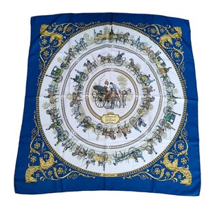 美品 HERMES エルメス カレ90 LA PROMENADE DE LONGCHAMPS ロンシャンへの散歩 大判 スカーフ マルチカラー J0303