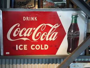 【アメリカ ヴィンテージ】Coca Cola コカコーラ ICE COLD看板 当時物