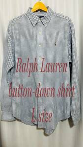 美品！人気！Ralph Lauren ラルフローレン　ボタンダウンシャツ　Lサイズ　チェック柄　長袖　used