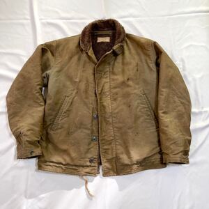 【鬼ボロ】 40s US NAVY N-1 デッキ ジャケット N1 DECK JACKET 中期 コの字 タロン バックステンシル アルパカライナー ヴィンテージ 古着